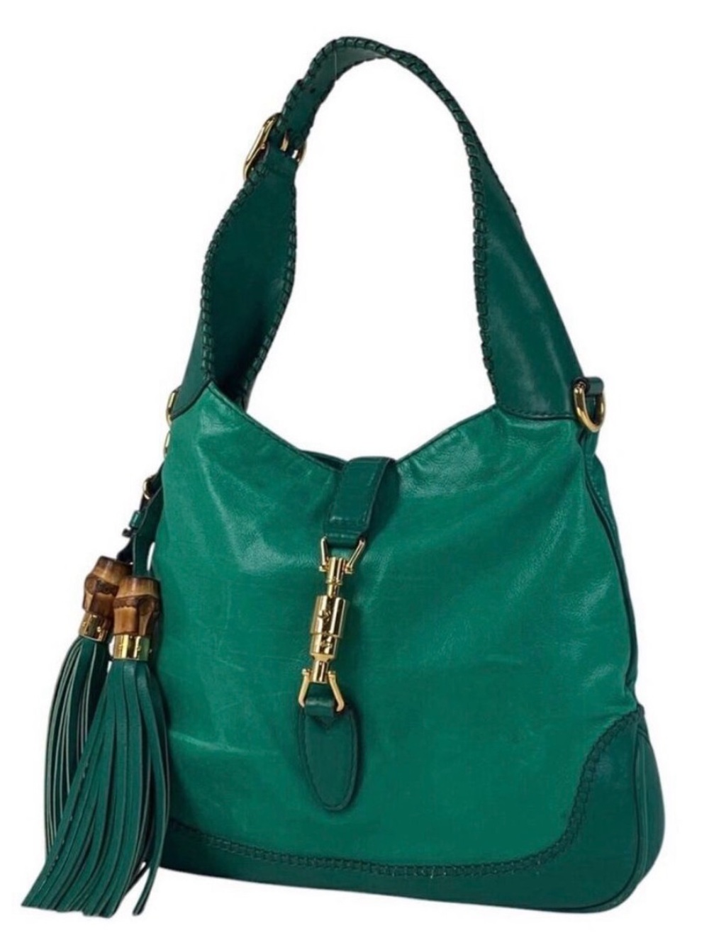 Gucci Jackie Bamboo Large Teal Hobo - Picture 1 of 4